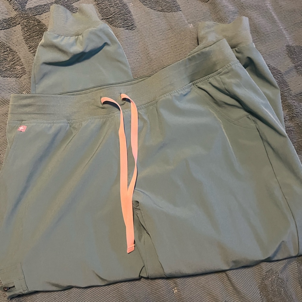 Green Hoodie with Pink Drawstrings